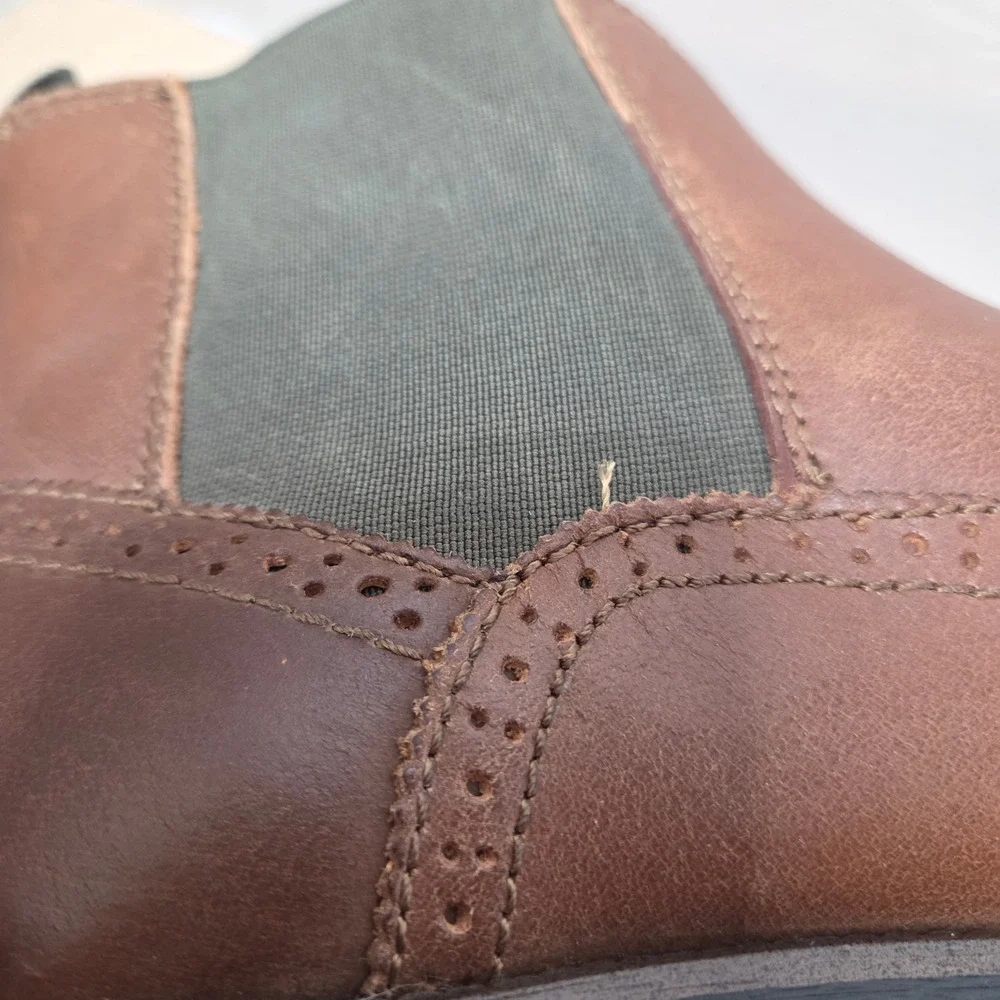 GH Bass Johnson Mens Brown Leather Wingtip Chelsea Boots 2282-200 Size 11M